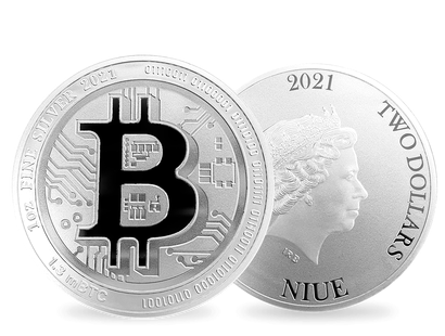 Niue 2021: 1 Unze Silber-Gedenkmünze "Bitcoin"