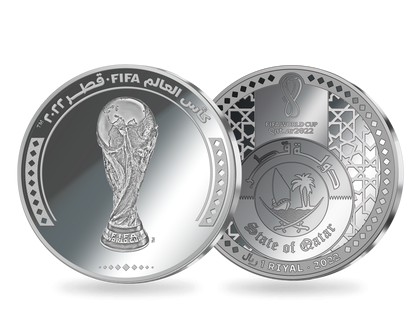 Offizielle 1-Riyal-Gedenkmünze zur FIFA Fussball-Weltmeisterschaft Katar 2022™