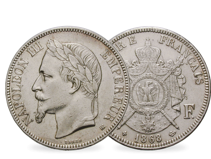 Frankreich 5 Francs 1861-1870 Napoleon III. m. Kranz
