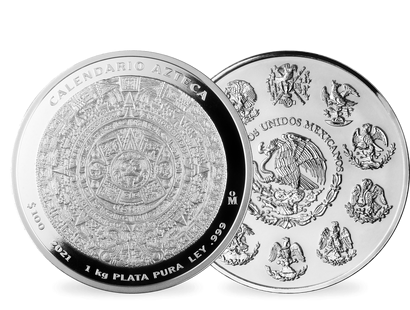 1 Kilo-Silbermünze "Azteken-Kalender" Mexiko 2021