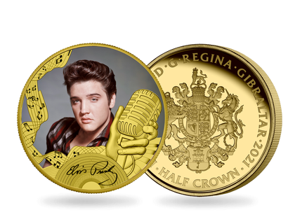 Offizielle Half-Crown-Gedenkmünze "Elvis Presley – The King of Rock ’n’ Roll"