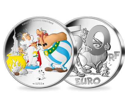 Offizielle 50 €-Silbermünze "Obelix am Zaubertrankkessel"