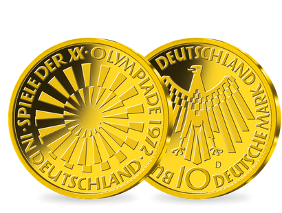 Gold-Neuprägung der 10-DM-Münze "Strahlenspirale – Deutschland“ von 1970