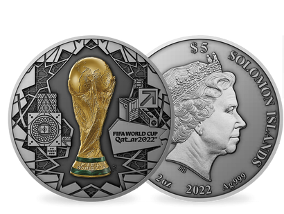 Monnaie commémorative 2 onces argent pur   "Trophée Coupe du Monde de la FIFA 2022™ "