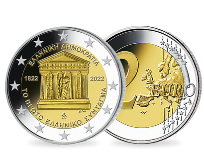 Griechenland 2022: 2 Euro Gedenkmünze "200 Jahre erste Verfassung" mit Zubehör