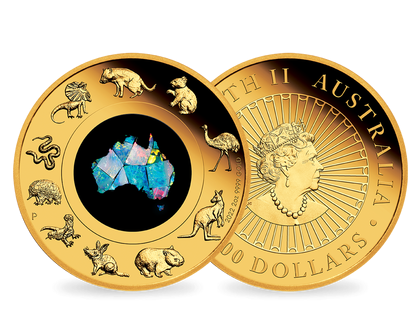 Australien 2022: Faszinierende Goldmünze mit Opal "Great Southern Land"
