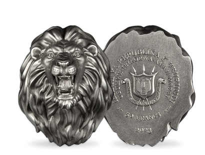 Atemberaubende 3D-Silbermünze "Löwenkopf - Lion Head"