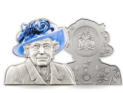 Barbados 2022: 5 Dollar-Gedenkmünze "Queen Elizabeth II. mit blauem Hut"