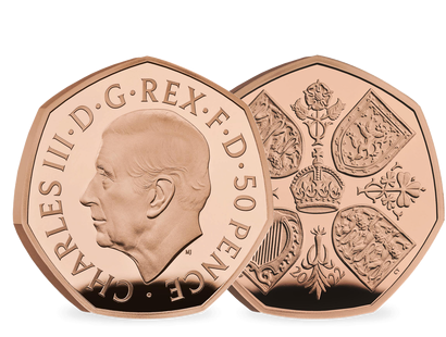 Erste britische 50 Pence-Goldmünze mit Münzporträt von König Charles III.