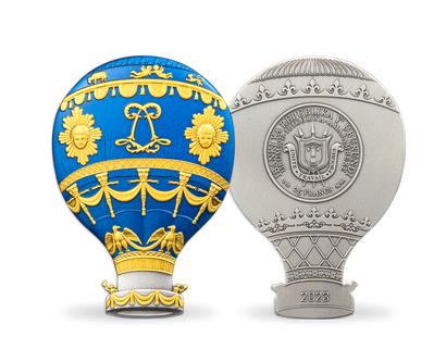 Die erste 2-Unzen-Silbermünze der Welt in der Form eines Heißluftballons!