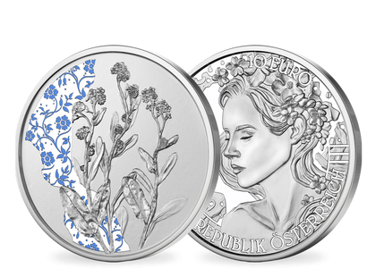 Österreich 2023: 10 Euro-Silbermünze "Das Vergissmeinnicht" - PP