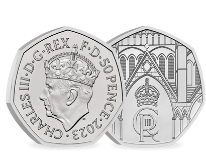 50-Pence Gedenkmünze zu Ehren der Krönung von König Charles III.