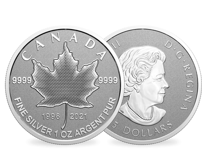 Set de 5 monnaies en argent le plus pur «Feuilles d’érable» Canada 2021