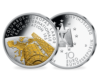 10-Euro-Ausgabe „Columbus-Labor für die ISS“ 2004 – teilvergoldet!