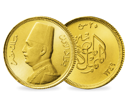 Fuad, der erste König Ägyptens − Fuad I., 20 Piaster Gold 1929-1930