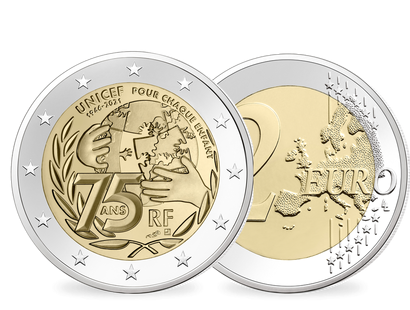 Monnaie commémorative de 2 Euros «75ème anniversaire de l’UNICEF» France 2021