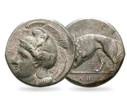 Monnaie ancienne en argent «Didrachme de Vélia»
