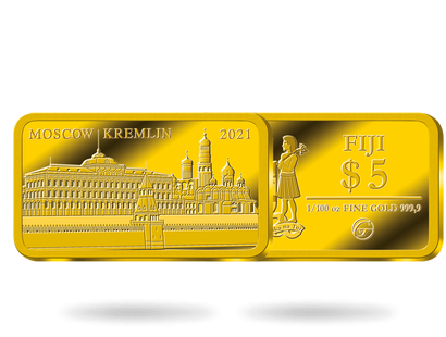 Fiji 2021 5$ Goldbarren Kreml, Moskau
