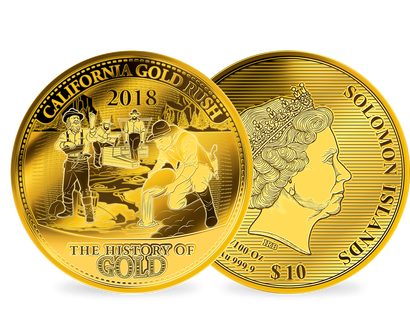 Collection : Les Monnaies 1/100 d'once or « L'Histoire de l'Or » ! Première livraison « Ruée vers l'Or en Californie » grand diamètre: 45 mm !