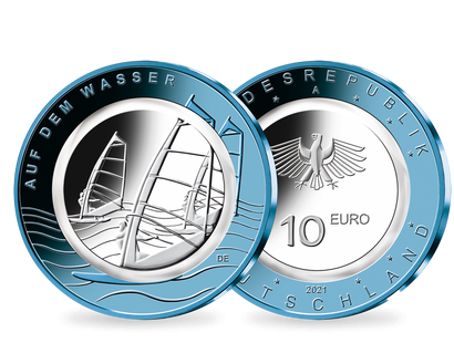 Deutschlands neue 10-Euro-Münze 2021 "Auf dem Wasser" mit Polymer-Ring!