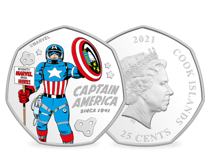Monnaie argentée & colorisée «Captain America - Mission Apollo»