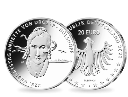 20-Euro-Silber-Gedenkmünze "225. Geburtstag Annette von Droste-Hülshoff" – Polierte Platte