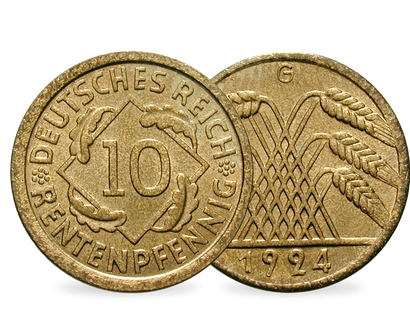 Weimarer Republik 10 Rentenpfennig 1923-1924