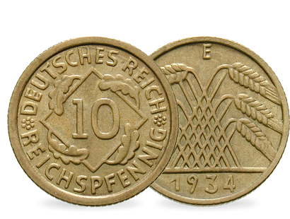 Weimarer Republik 10 Reichspfennig 1924-1936