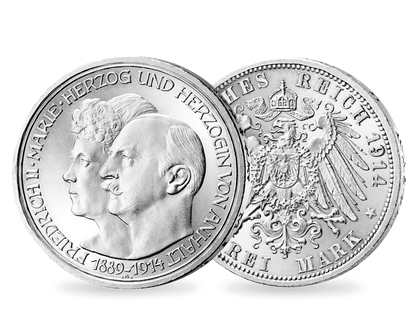 Eine Silberne Hochzeit in Anhalt − Friedrich II. 3 Mark 1914
