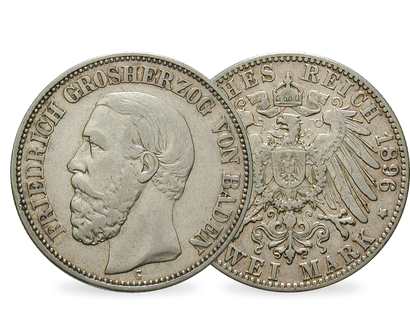 Deutsches Reich / Baden 2 Mark 1892-1902 Großherzog Friedrich I.