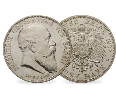 Deutsches Reich / Baden 5 Mark 1907 Großherzog Friedrich I.