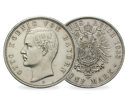 Deutsches Reich / Bayern 5 Mark 1888 König Otto