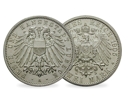 Deutsches Reich / Lübeck 2 Mark 1904-1912