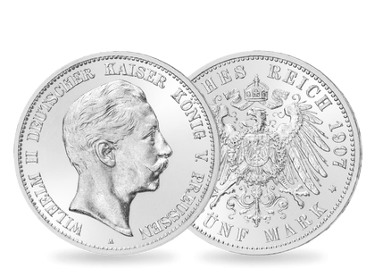 Die größte Silbermünze Wilhelms II. − Preußen, 5 Mark Silber 1891-1908