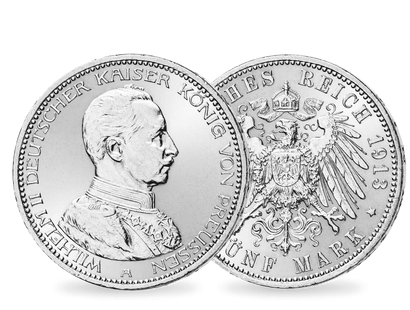 Der Kaiser in Uniform − Wilhelm II.  5 Mark Silber 1913-1914