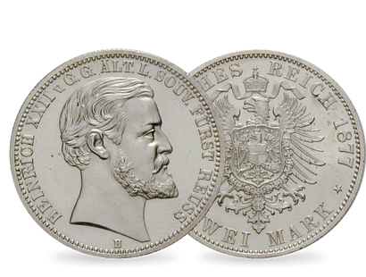 Deutsches Reich / Reuß (Greiz) 2 Mark 1877 Fürst Heinrich XXII.