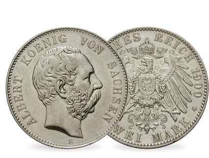 Deutsches Reich / Sachsen 2 Mark 1891-1902 König Albert