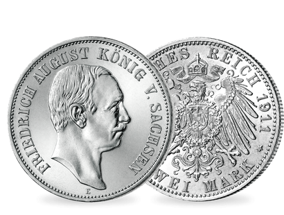 Deutsches Reich / Sachsen 2 Mark 1905-1914 König Friedrich August III.