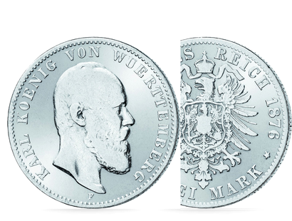 Deutsches Reich / Württemberg 2 Mark 1876-1888 König Karl