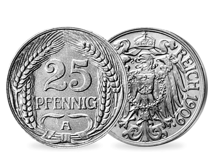 Deutschlands einzige 1/4 Mark" − 25 Pfennig 1909-1912"