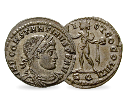 Sonnengott und Sonntag – Follis 307-337 n. Chr. Konstantin der Große