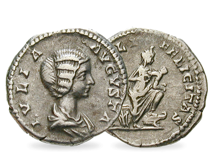 Rom ehrt die die Göttin Isis − Julia Domna, Denar ca.202