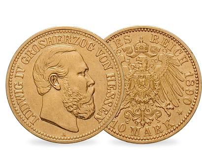 Deutsches Reich / Hessen 10 Mark 1890 Großherzog Ludwig IV.