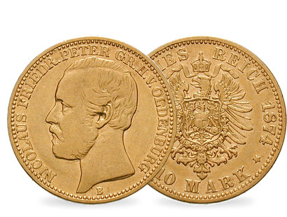 Deutsches Reich / Oldenburg 10 Mark 1874 Großherzog Nicolaus Friedrich Peter