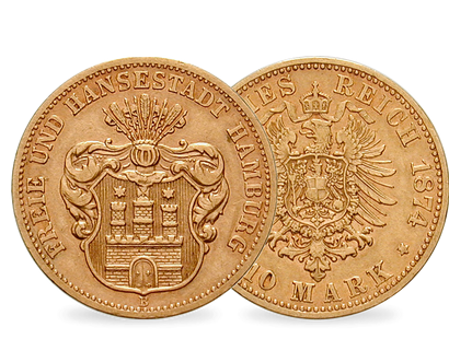 Deutsches Reich / Hamburg 10 Mark 1874