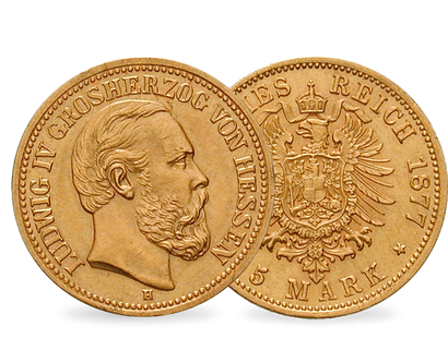 Deutsches Reich / Hessen 5 Mark 1877 Großherzog Ludwig IV.