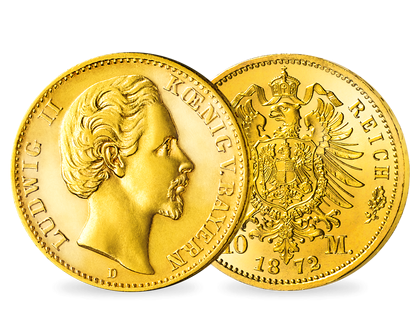 Die ersten 10 Mark Gold Ludwig II. − Bayern, 10 Mark 1872-1873