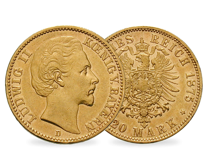 Die letzten 20 Mark Gold Ludwig II. − Bayern, 20 Mark 1974-1878