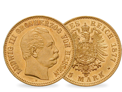 Deutsches Reich / Hessen 5 Mark 1877 Großherzog Ludwig III.