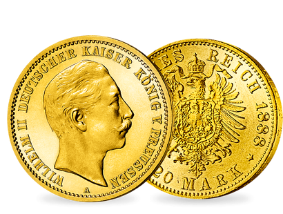 Preußens 20 Mark mit Altem Adler" − Wilhelm II. 20 Mark 1888-1889"